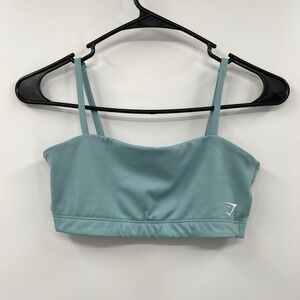 Gymshark Teal Blue Seamless Sports Bra Crop‎ Top Adjustable Straps Women XS